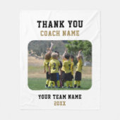 チームネーム写真とコーチに感謝 フリースブランケット (正面)