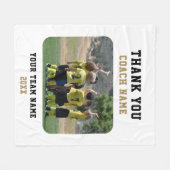 チームネーム写真とコーチに感謝 フリースブランケット (正面(横))