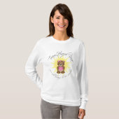 チームハシバミくまの女性の長い袖のワイシャツ(白い) Tシャツ (正面フル)