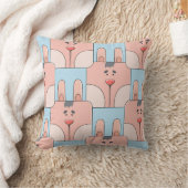 チームバニーの顔-ピンクおよび青 クッション (ブランケット)