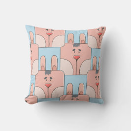 チームバニーの顔-ピンクおよび青 クッション