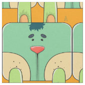 チームバニーの顔-緑およびオレンジ ファブリック (クローズアップ)