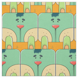 チームバニーの顔-緑およびオレンジ ファブリック