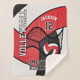 チームバレーボール🏐スポーツレッド、ホワイト、ブラック シェルパブランケット