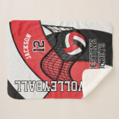 チームバレーボール🏐スポーツレッド、ホワイト、ブラック シェルパブランケット (正面(横))