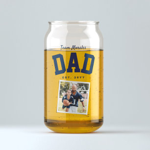 チームパパファミリー名1フォトスポーティなネイビーブルー ガラス缶