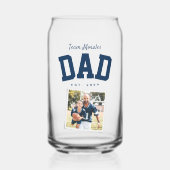 チームパパファミリー名1フォトスポーティなネイビーブルー ガラス缶 (正面)