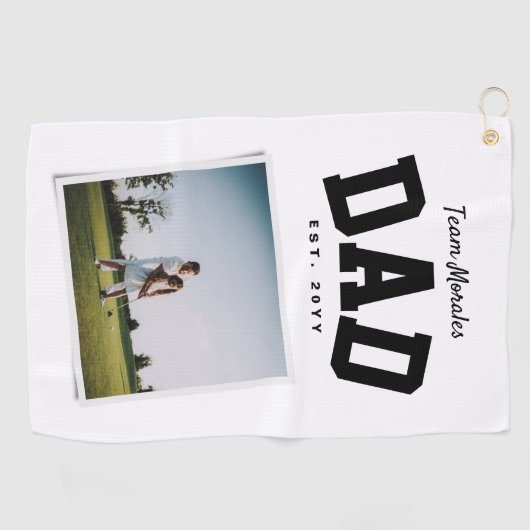 チームパパファミリー名1写真スポーティ ゴルフタオル (横)