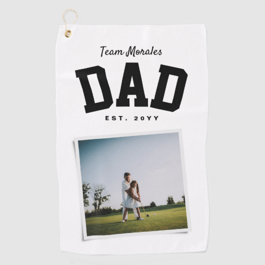 チームパパファミリー名1写真スポーティ ゴルフタオル (正面)