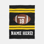 チームパーソナライズされたの名前カラーズブラック/金ゴールドサッカー フリースブランケット (正面)