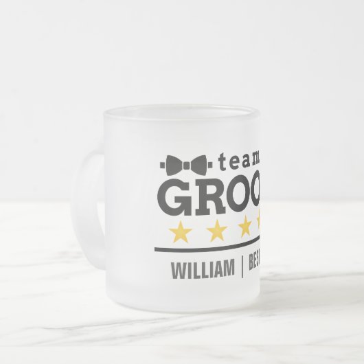 チームパーソナライズされたグルーム花婿介添人 フロストグラスマグカップ (正面左)