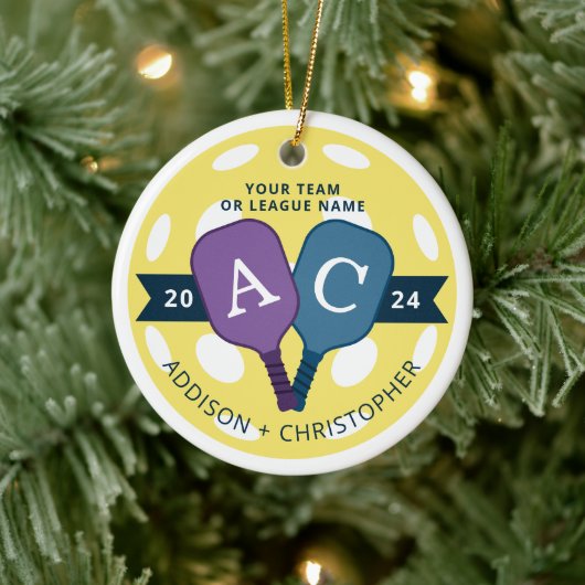 チームパーソナライズされたピックボールのクリスマスオーナメント セラミックオーナメント (ツリー)