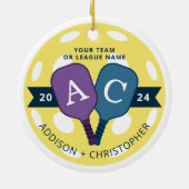 チームパーソナライズされたピックボールのクリスマスオーナメント セラミックオーナメント (裏面)