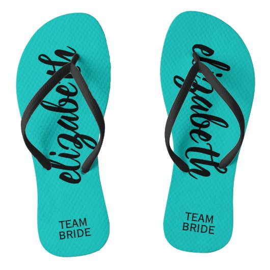 チームパーソナライズされたブライドターコイズ ビーチサンダル (ソール)