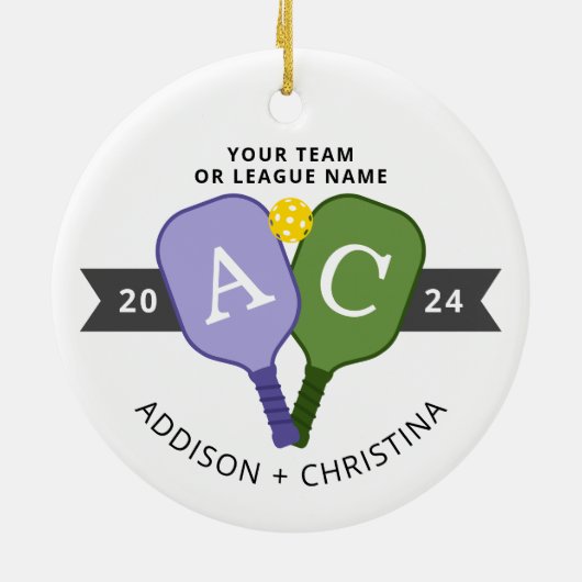 チームパーソナライズされたプレーヤーピックボールオーナメント セラミックオーナメント (裏面)