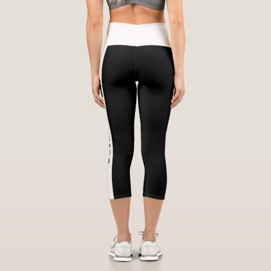 チームパーソナライズされたロゴ白黒 カプリレギンス (裏面)