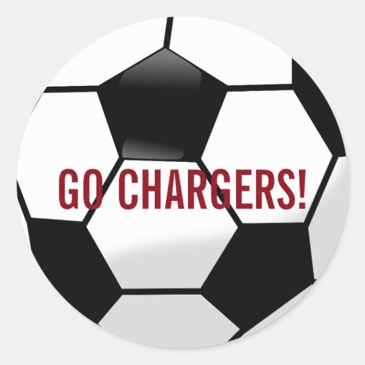 チームパーソナライズされた名とチーム番号の付いたサッカーボール ラウンドシール (正面)