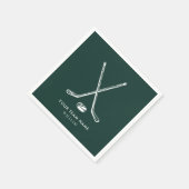 チームパーソナライズされた名アイスホッケーグリーンカスタム スタンダードカクテルナプキン (角)