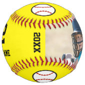 チームパーソナライズされた名番号日付写真ソフトボール ソフトボール (正面)