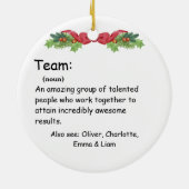 チームパーソナライズされた定義の従業員の評価 セラミックオーナメント (裏面)