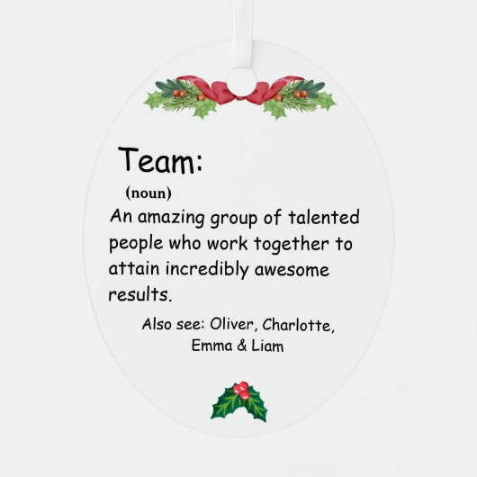 チームパーソナライズされた定義の従業員の評価 メタルオーナメント (正面)