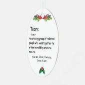 チームパーソナライズされた定義の従業員の評価 メタルオーナメント (正面左)