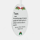 チームパーソナライズされた定義の従業員の評価 メタルオーナメント (正面右)