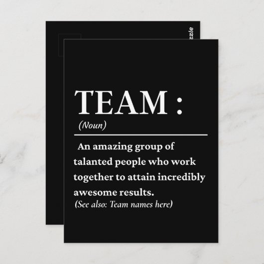 チームパーソナライズされた定義チ最高のームの定義 ポストカード (正面/裏面)