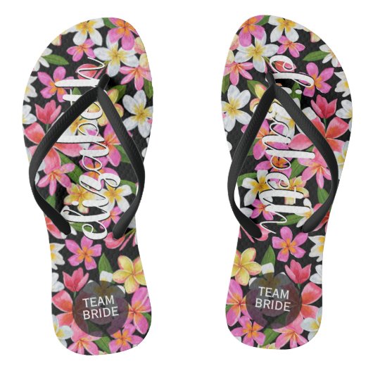 チームパーソナライズされた花嫁トロピカルフラワー ビーチサンダル (ソール)