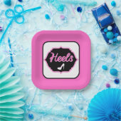 チームヒールPink & Black Gender Reveal ペーパープレート (パーティー)