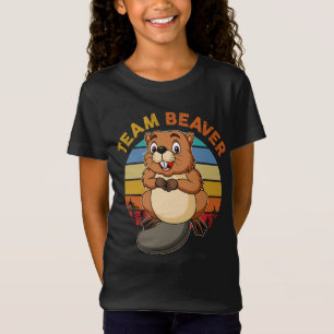 チームビーバーレトロサンセットビーバーズ恋人 Tシャツ