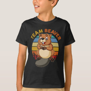 チームビーバーレトロサンセットビーバーズ恋人 Tシャツ