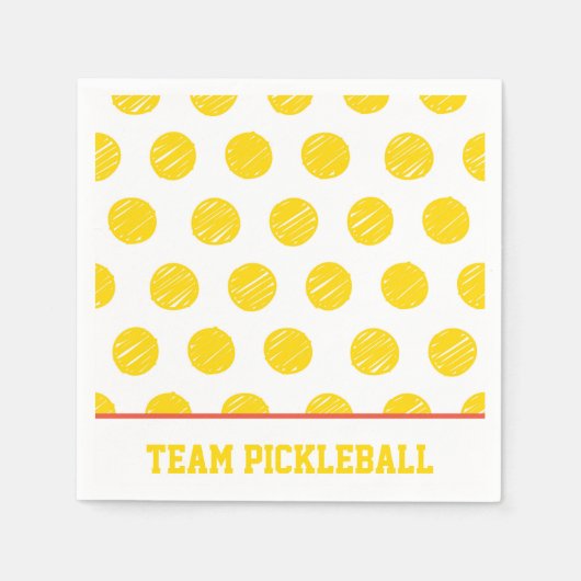 チームピックボールイエローボールホワイトオレンジスポーツ スタンダードカクテルナプキン (正面)
