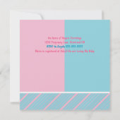 チームピンクか青い性はシャワーの招待状を明らかにします 招待状 (裏面)