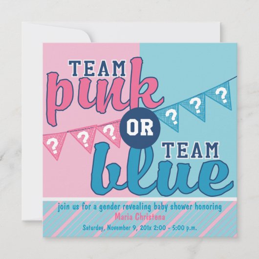 チームピンクか青い性はシャワーの招待状を明らかにします 招待状 (正面)