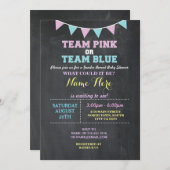 チームピンクか青い性はベビーシャワーの招待を明らかにします 招待状 (正面/裏面)