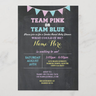 チームピンクか青い性はベビーシャワーの招待を明らかにします 招待状