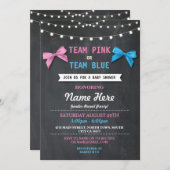 チームピンクか青色児のシャワーの性は招待を明らかにします 招待状 (正面/裏面)