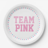 チームピンクのベビー性別の表示パーティープレート ペーパープレート (正面)