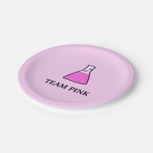 チームピンクの性は科学のビーカーを明らかにします ペーパープレート (アングル)