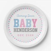 チームピンクまたはチームブルーのパーソナライズされたパーティープレート ペーパープレート (正面)