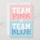 チームピンクまたはチームブルーのベビー性別の表示パーティー 招待状 (正面)