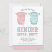 チームピンクまたはブルーのベビー性別によるパーティーの表示 招待状 (正面)