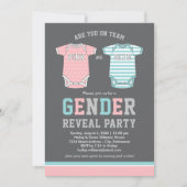 チームピンクまたはブルーのベビー性別によるパーティーの表示 招待状 (正面)