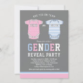 チームピンクまたはブルーのベビー性別によるパーティーの表示 招待状 (正面)