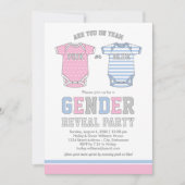 チームピンクまたはブルーベビーの性別表示パーティー 招待状 (正面)