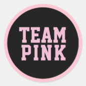 チームピンクジェンダーが赤ちゃんシャワーゲームラベルを明らかにする ラウンドシール (正面)