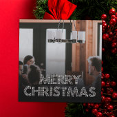 チームフォトメリークリスマスビジネスブラック&ホワイト シーズンカード