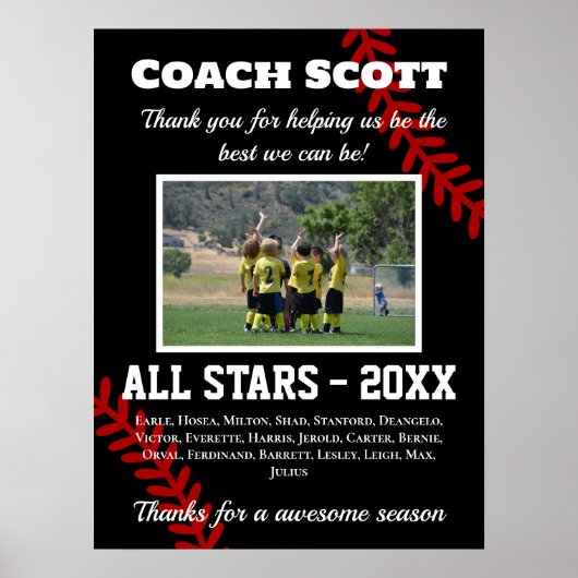 チームフォト付きバスケットボールのコーチの贈り物 ポスター (正面)