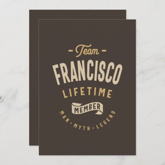 チームフランシスコライフタイムメンバパーソナライズされたー名 招待状 (正面/裏面)